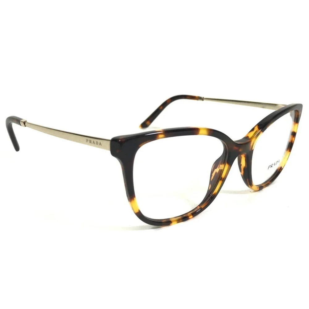 PRADA Eyeglasses Frames VPR 07W VAU-1O1 Brown Tortoise Gold Cat Eye 52-17-140